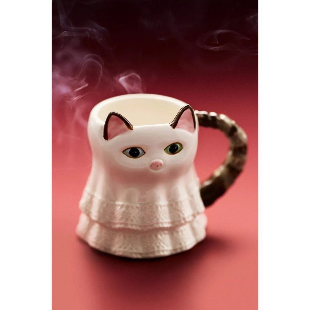Anthropologie Peluche Holloween Stoneware Cat Mugs Set Of 2 New In Box